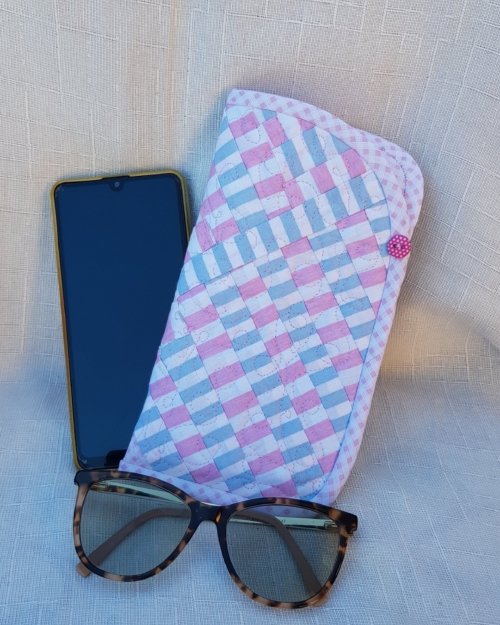 Porta óculos azul e rosa